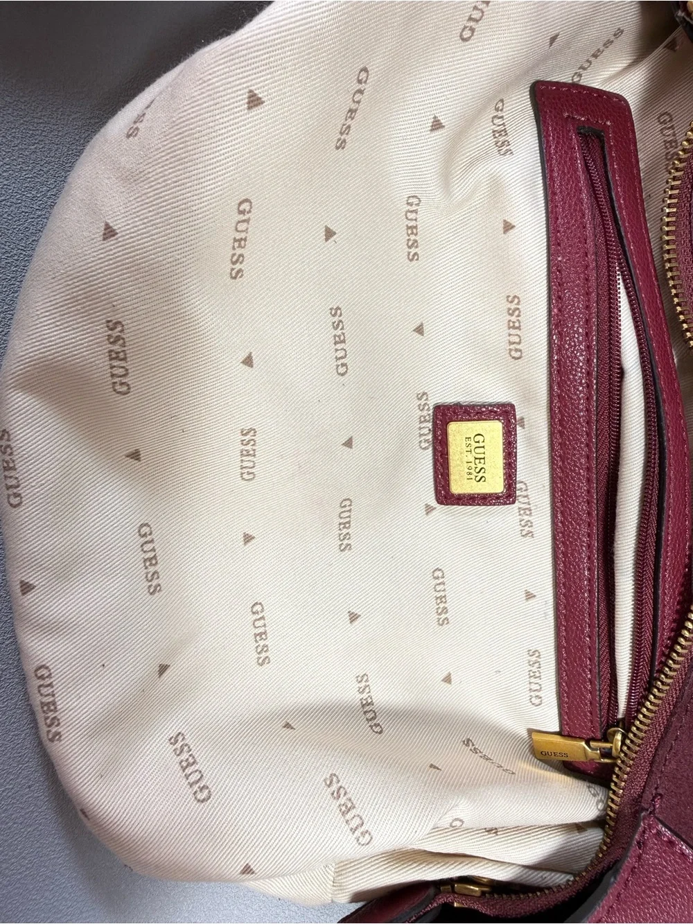GUESS Malva Wine Suede and Leather Hobo Bag